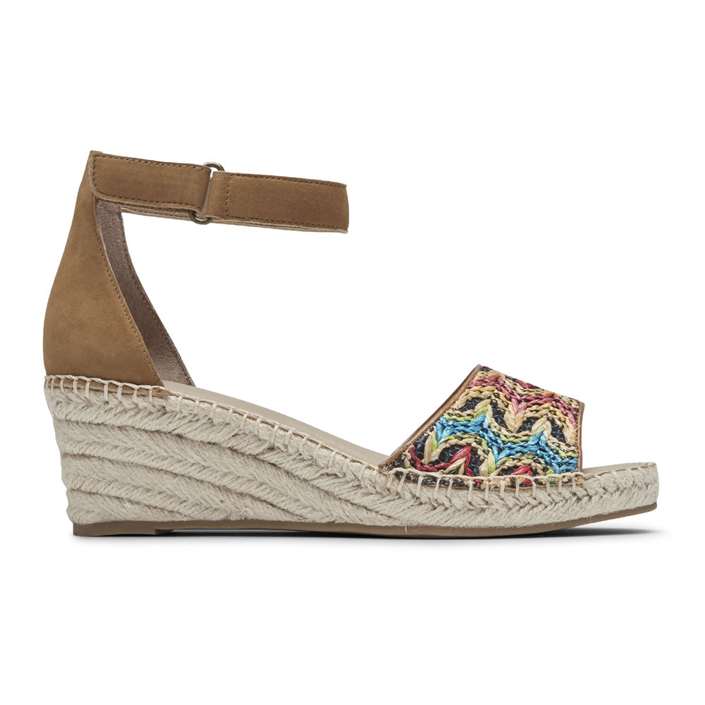 Rockport Singapore Womens Sandals - Marah Woven Ankle Strap Multicolor - QW3706148